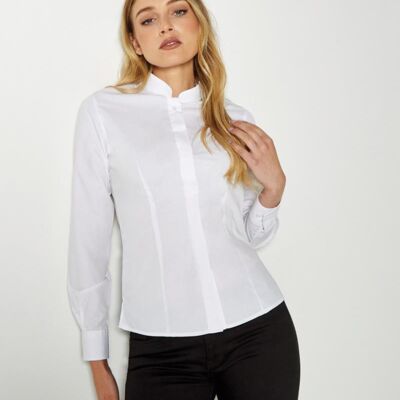 LADIES MANDARIN COLLAR L/S SHI Thumbnail