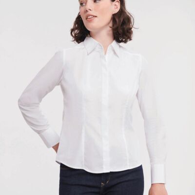 LADIES LONG SLEEVE FITTED POLYCOTTON POPLIN SHIRT Thumbnail