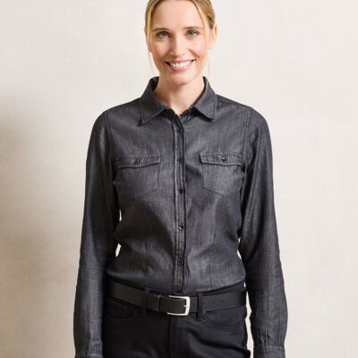 Women's jeans stitch denim shirt Thumbnail
